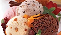 Scoops of different ice cream flavors