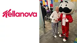 Leslie Salmon of Kellanova with Pringles mascot