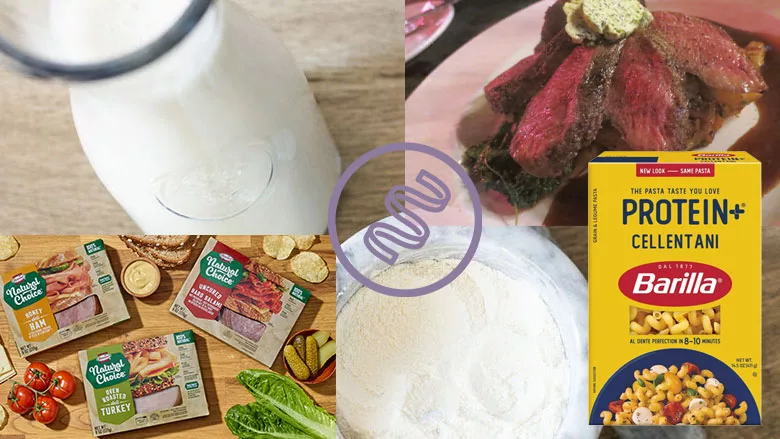 Collage of Protein Products and Foods