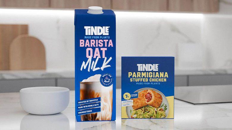 Tindle Farms Oatmilk and Chicken product packages