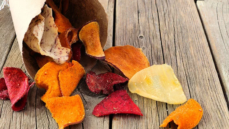 Colorful Salty Snacks spilling from bag