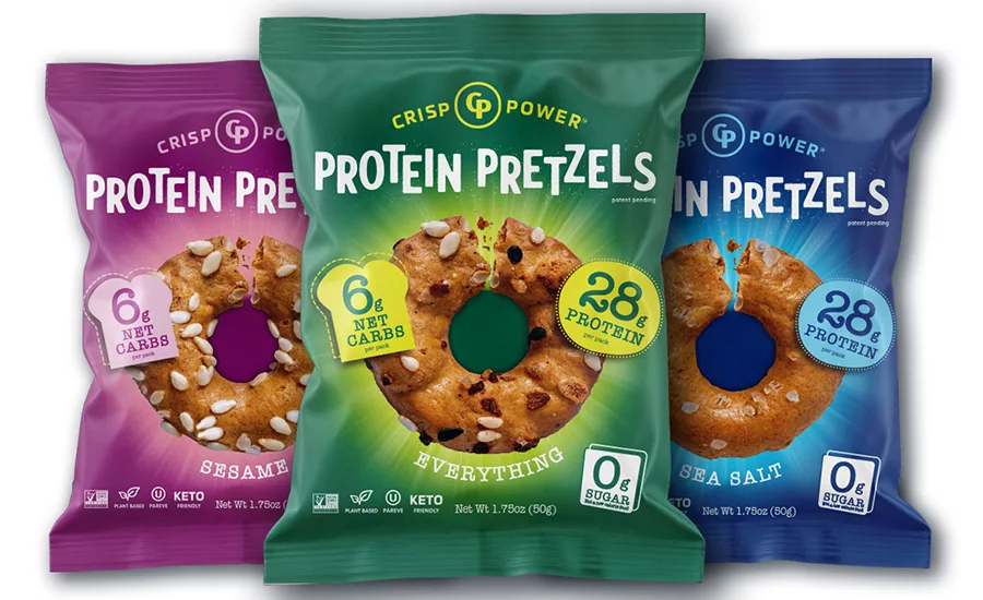 Crisp Power Protein Pretzels bags
