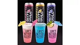 Buzz Energy Coffee cans and cups