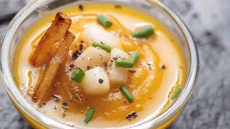 cultured yellow tail medallions bisque from BlueNalu