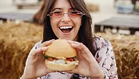 Woman Holding Sandwich 