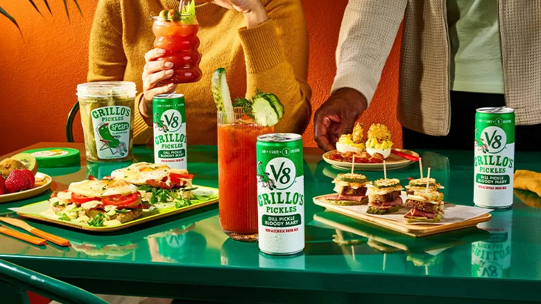 V8 Grillos Bloody Mary Mix cans