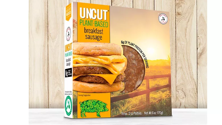 Uncut Plant Based Sausage package
