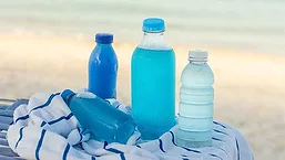 Blue Liquid in Bottles