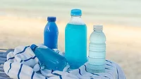 Blue Liquid in Bottles