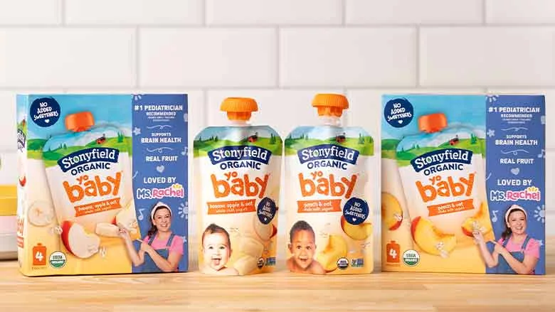Stonyfield YoBaby pouch packages
