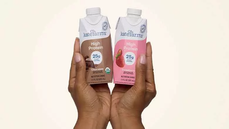 Kate Farms High Protein shake bottles