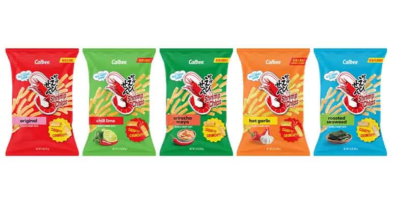 Calbee Shrimp Chips packages