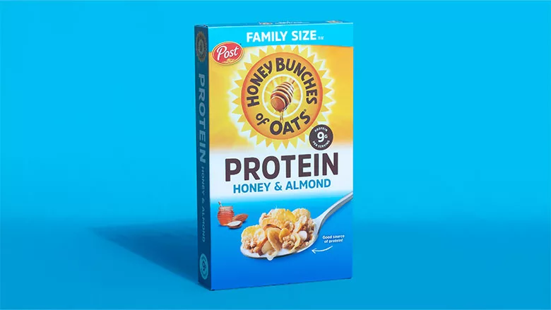 Honey Bunches Protein Honey Almond cereal package