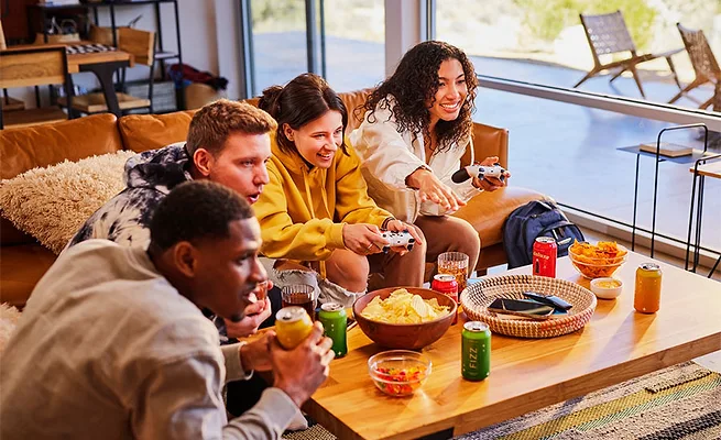 People Snacking Around Table People Snacking Around Table