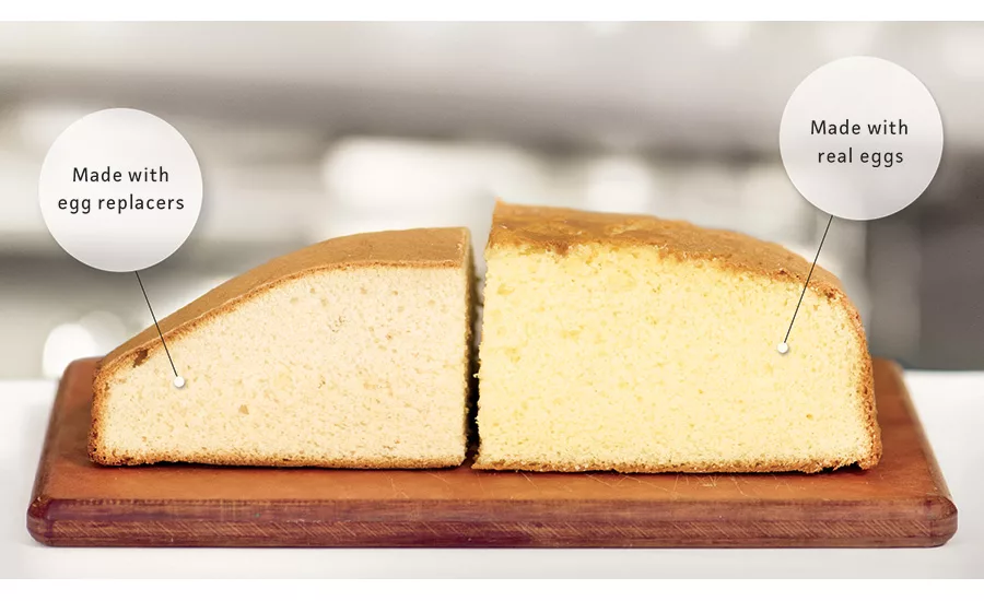 Comparison of baked good made with egg replacers and made with real eggs