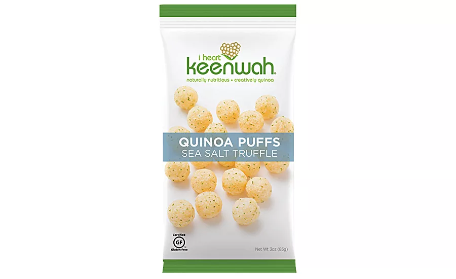 Grain and vegetable-based snacks such as I heart keenwah's Quinoa Puffs embrace new forms and seasonings