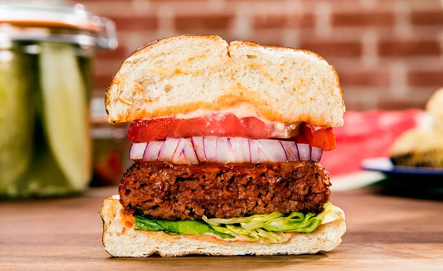Burger made with alternative protein