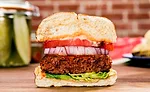 Burger made with alternative protein