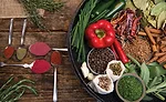 Array of spices and seasonings