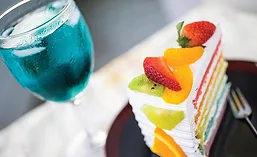 Rainbow cake made with various food colorants