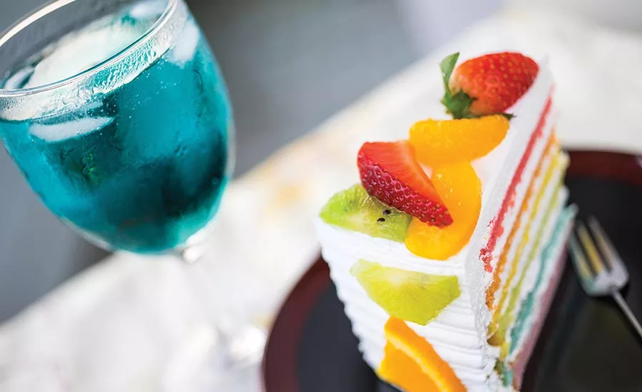 Rainbow cake made with various food colorants