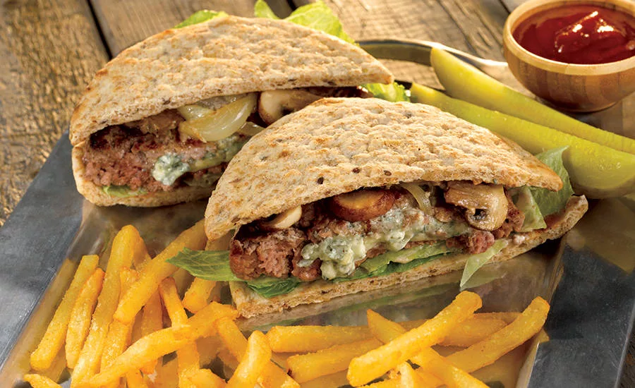 Bleu Cheese Burger Made with Flatbread