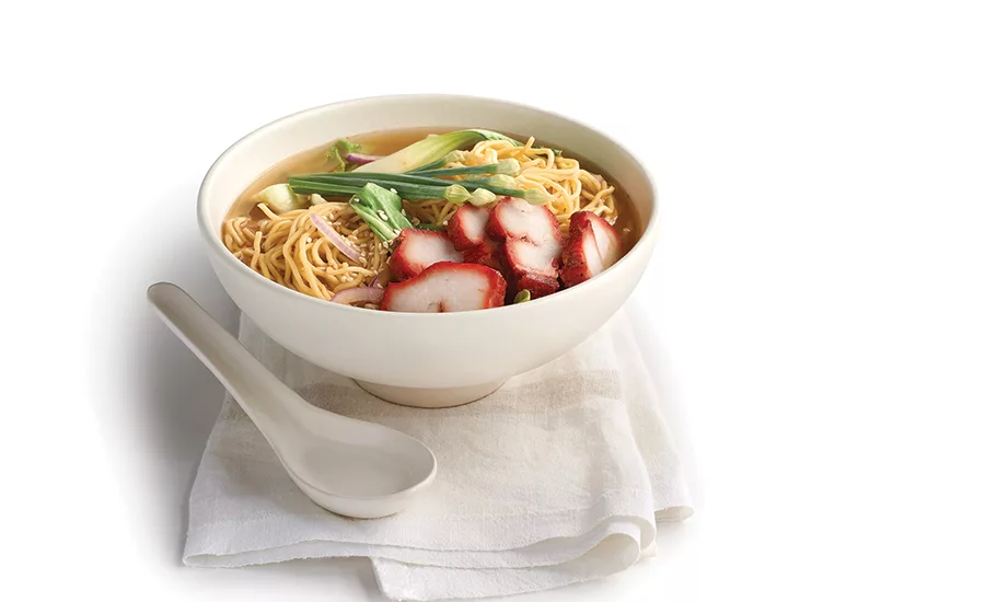 Noodle Bowl Featuring Char Siu Chinese Style BBQ Sauce