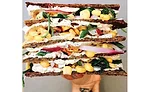 Sandwich with Bitchin' Sauce Original Sauce and Cauliflower Pizza Crusts