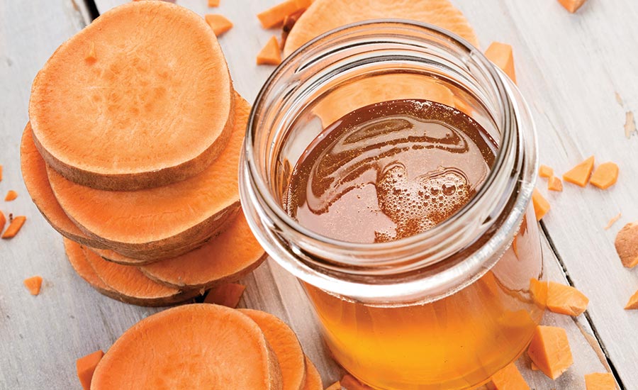 Sweet Potatoes and Jar of Honey