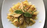Ravioli Paired with Pear Slices and Brie