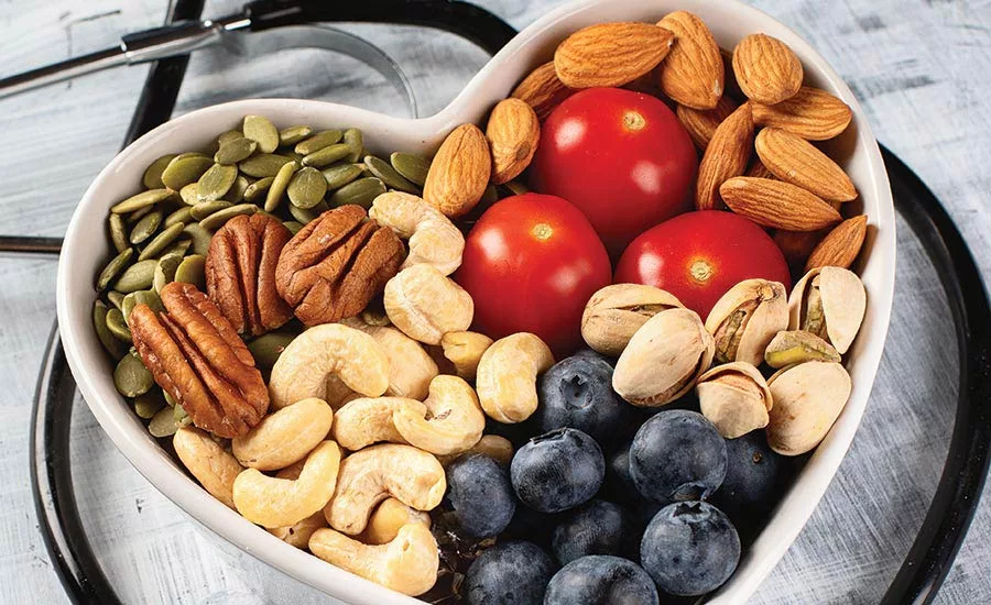 Heart Healthy Foods In A Heart Shaped Bowl