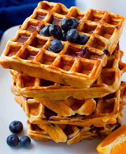 Stack of Waffles with Blueberries