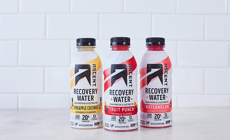 Three Bottles of Ascent Recovery Water