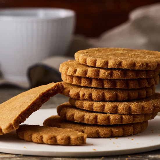 Stack of Caramel Colored Cookies on Plate