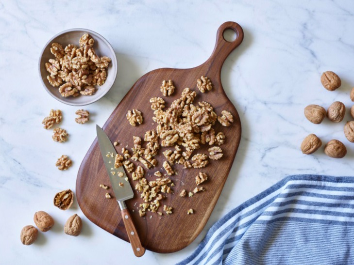 Walnuts on cutting board