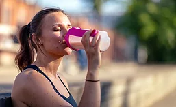 Woman drinking protein shake