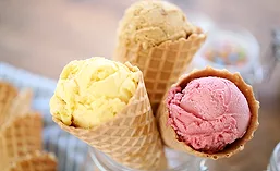 Ice cream in waffle cones