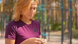 Women eating healthy snack