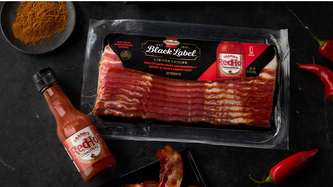 Hormel Black Label Frank's RedHot flavored bacon