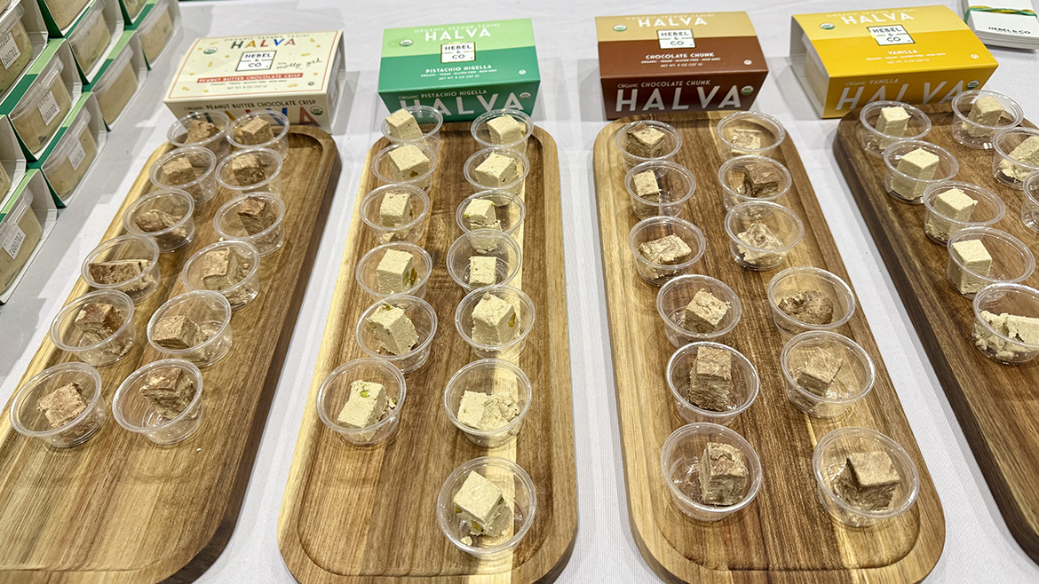 halva, a tahini-based, fudge-like sweet of Middle Eastern heritage