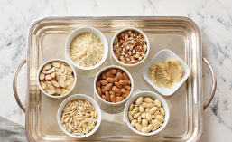 Different forms of almonds: whole, chopped, ground, and butter