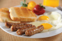 breakfast, eggs, toast, sausage