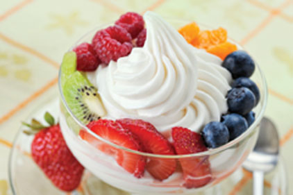 whipped cream, fruit