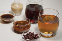 brown beans, brown colored liquids