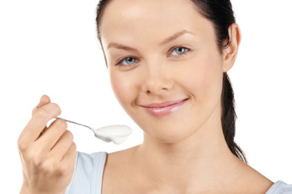 Woman and yogurt