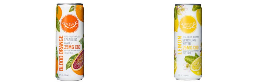 Cans of Wyld Blood Orange and Lemon CBD Sparkling Water