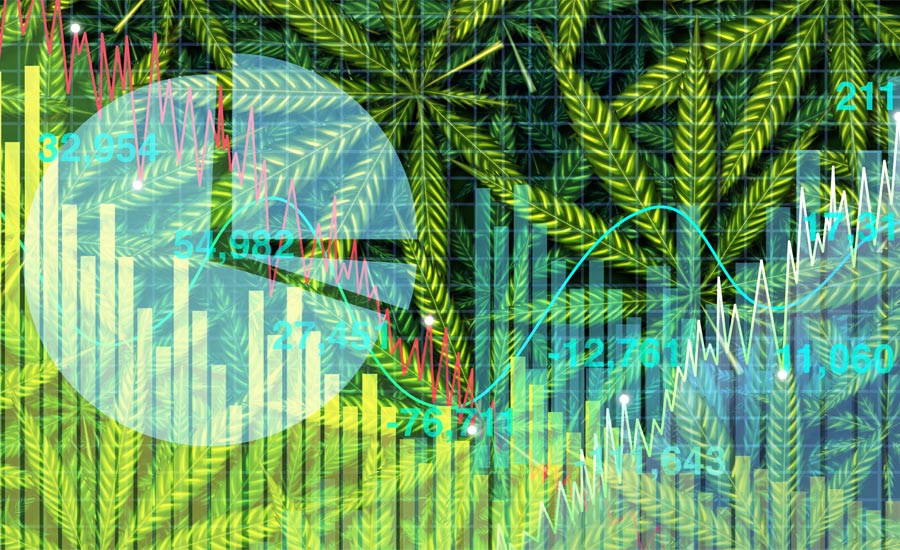 Stocks and Cannabis Leaves